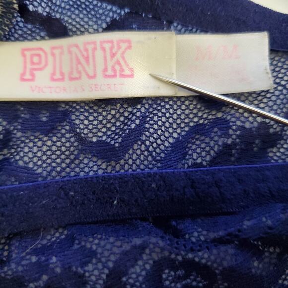 VICTORIA'S SECRET * PINK * Bra Bandeau BLUE LACE Stretch Ombre Striped MEDIUM - Picture 8 of 8